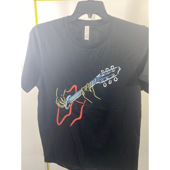 Bella + Canvas Other - Bella Canvas Mens Large Black Neon Guitar Graphic T-Shirt Short Sleeve Crew Neck